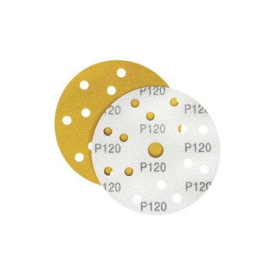 Наждачная бумага желтая D150 мм P120 Velcro (тип зерна – оксид алюминия) 15 отверстий M3-255D150P120 - Horex
