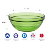 Салатник стеклянный, 170 мм, серия Vert Green, DURALEX (Франция)