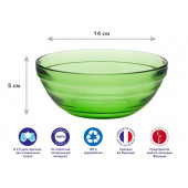 Салатник стеклянный, 140 мм, серия Vert Green, DURALEX (Франция)