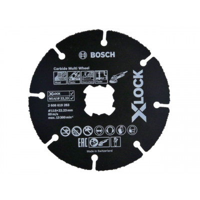 Круг отрезной 115х1.0x22.2 мм для дерева X-LOCK Carbide Multi Wheel BOSCH (подходит для всех типов УШМ)