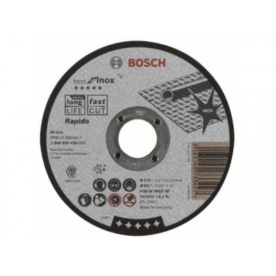 Круг отрезной 115х1.0x22.2 мм для нерж. стали Best BOSCH  2608603490