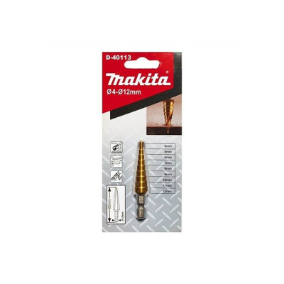 Сверло по металлу шестигр. 12.0х HSS TIN ступенчатое, прямой желобок MAKITA D-40113