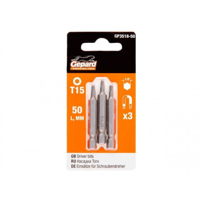 Насадка TORX T15 50мм 3шт GEPARD  GP3518-50