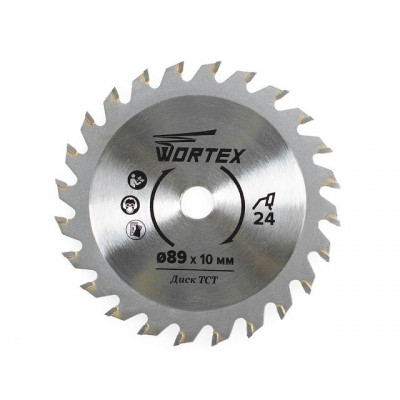 Диск пильный по дереву 89x10 мм 24 зуб. HS S024 W в блистере WORTEX HSS024W00026