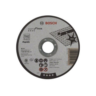 Круг отрезной 125х1.0x22.2 мм для нерж. стали Expert BOSCH 2608600549