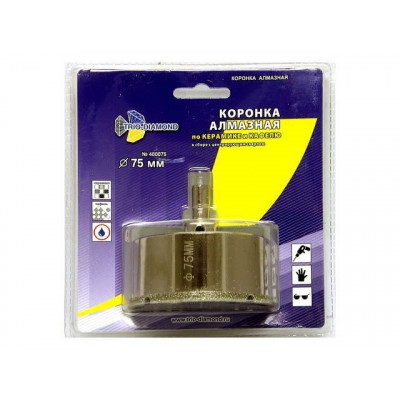 Коронка алмазная d 75 мм по керамике и кафелю TRIO-DIAMOND 400075
