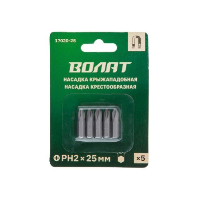 Насадка крестообразная PH2 25мм 5шт ВОЛАТ 17020-25