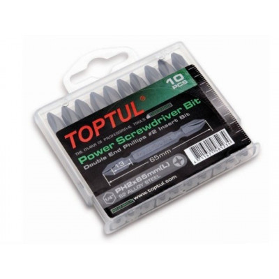 Набор бит двухсторонних PH1х65 10шт. в пластм.боксе TOPTUL GAAW1002